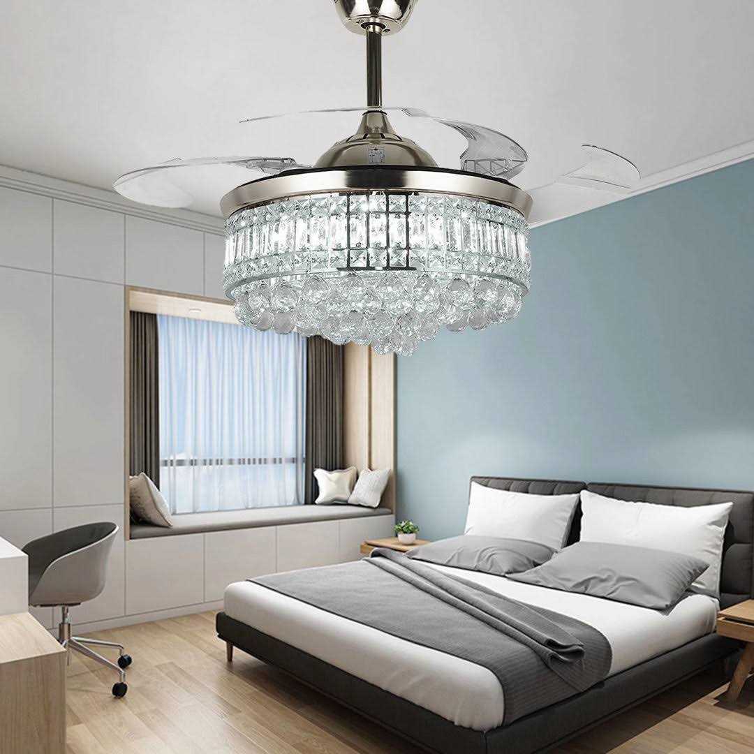 LED Crystal Ceiling Fan with Remote Control And Light Kit Included Rosdorf Park