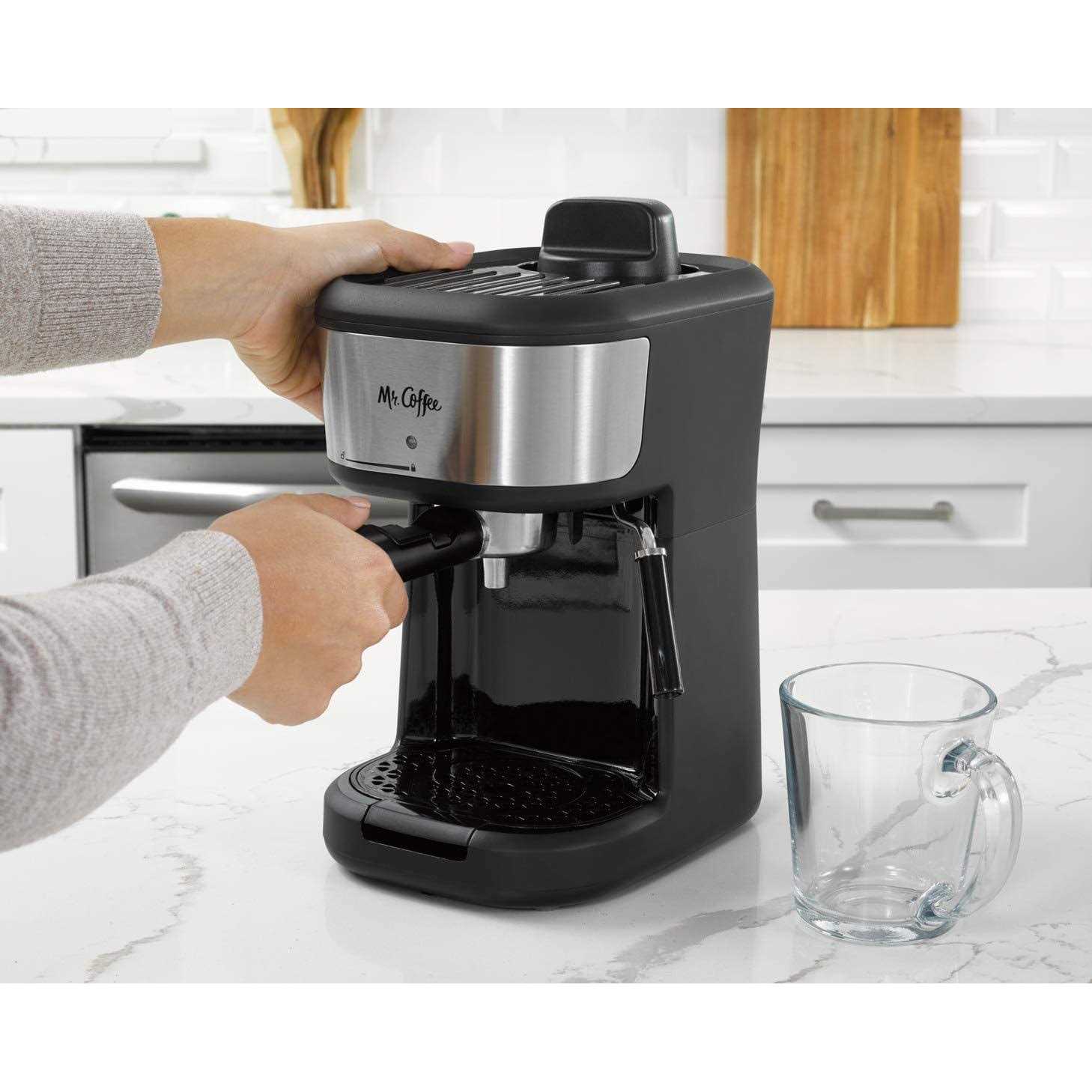 Mr. Coffee 4-Shot Steam Espresso Cappuccino and Latte Maker with Stainless Steel Frothing Pitcher