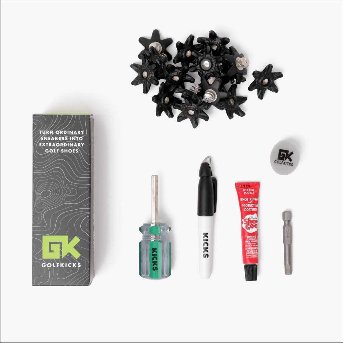 Golfkicks Golf Traction Kit for Sneakers with DIY Golf Spikes