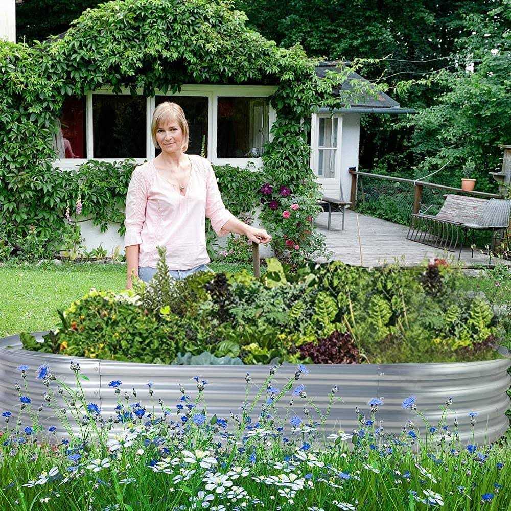Land Guard Galvanized Raised Garden Bed Kit Galvanized Planter Boxes Outdoor Raised Garden