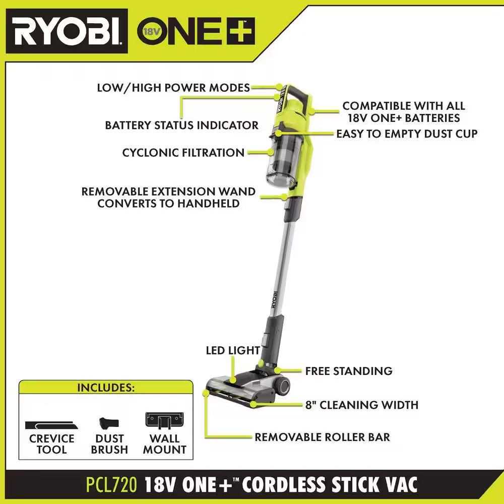 RYOBI ONE+ 18V Cordless Stick Vacuum Cleaner