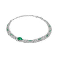 925 Silver Gold-Plated High Carbon Diamond Wood Green Inlaid Emerald Necklace