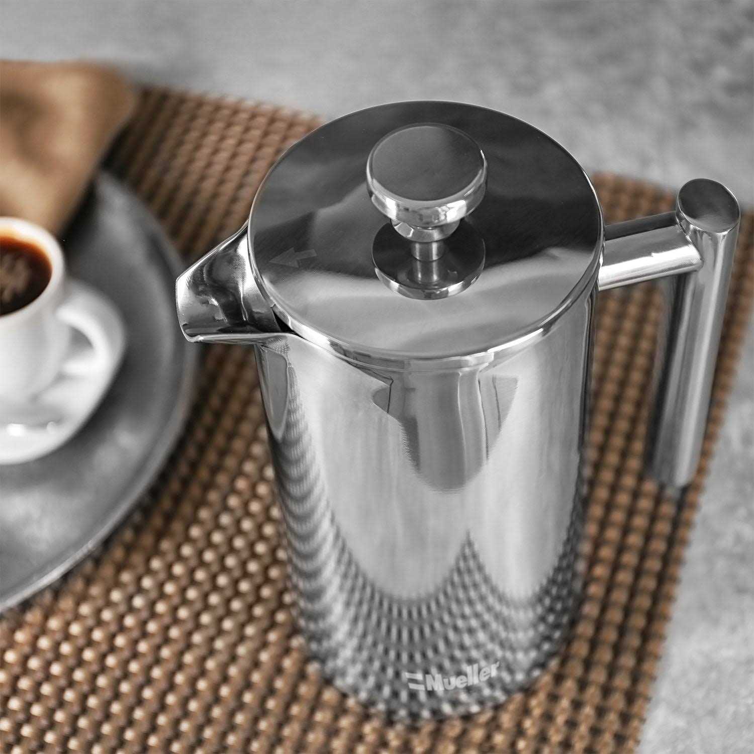 Mueller French Press Double Insulated 310 Stainless Steel Coffee Maker 4 Level Filtration System