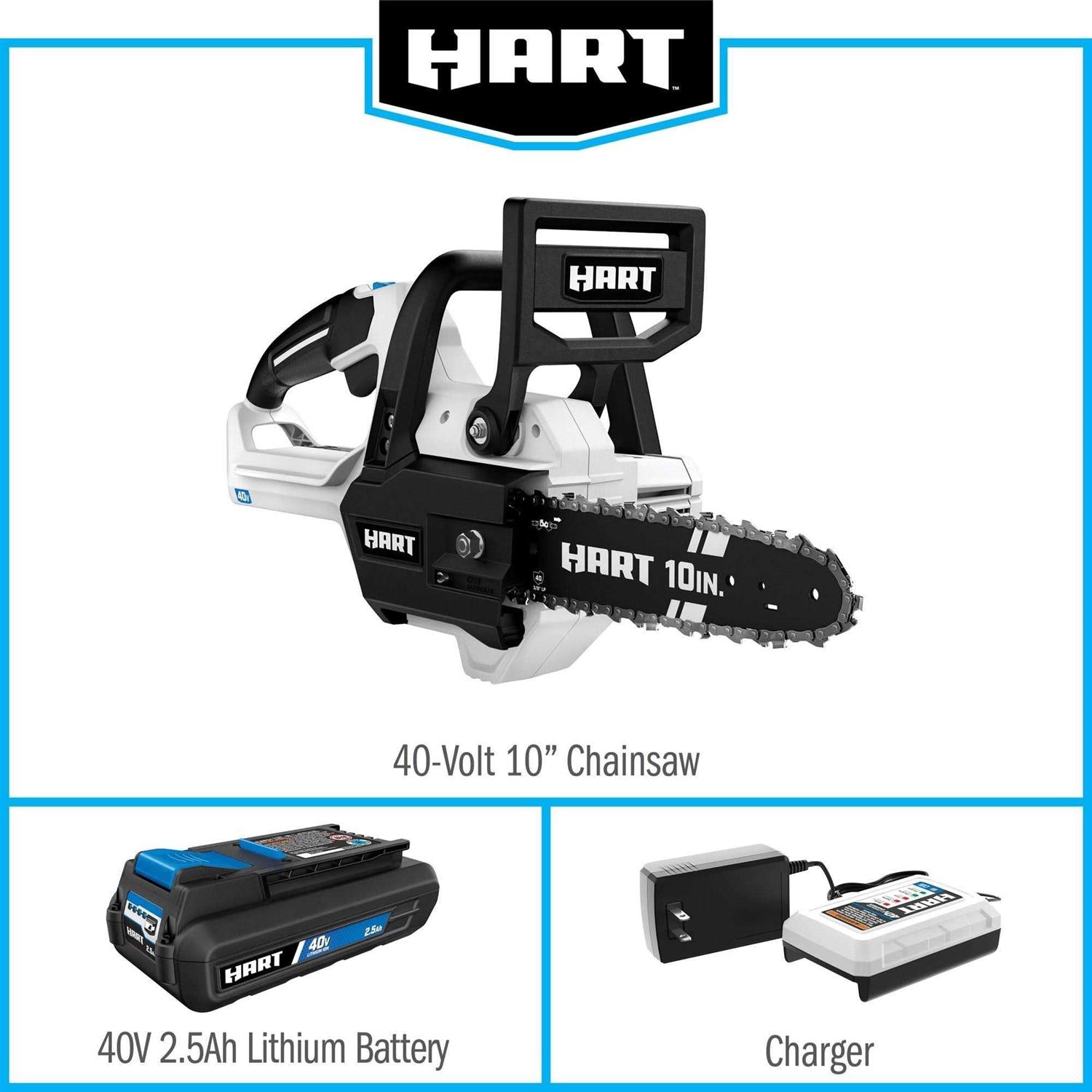 Hart 20-Volt 12-Inch Cordless Chainsaw 20-Volt 4.0Ah Lithium-Ion Battery