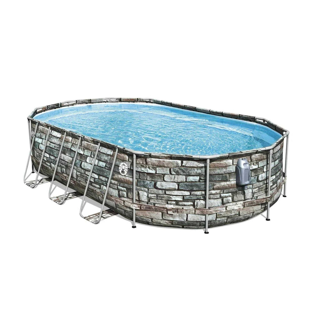 Coleman 20′ Power Steel Comfort Jet Oval 48 inch Deep Metal Frame Above Ground Pool