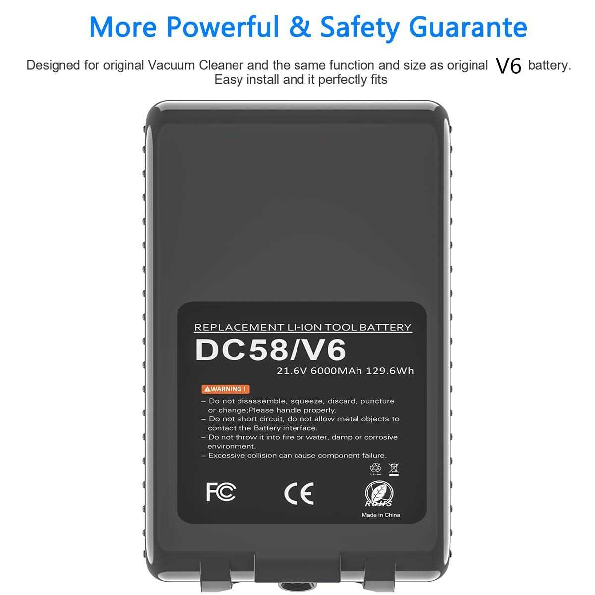Upgraded 6000mAh V6 SV04 vtc4 Battery 967810 Replacement Battery for Dyson V6 Animal Absolute Motorhead Slim SV03 SV04 SV05 SV06 SV07 SV09 vtc4 DC58