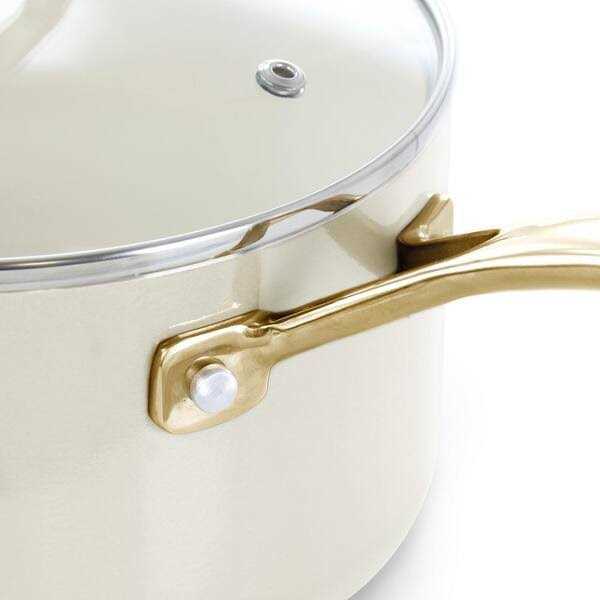 Martha Stewart Lockton Premium Nonstick PFA Free Ceramic Interior 10 Piece Enamel Heavy Gauge Aluminum Pots and Pans Cookware Set