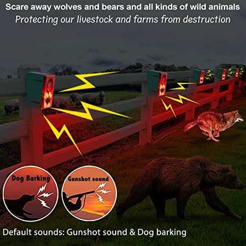 Solar Outdoor Motion Sensor Alarm Dog Barking & Gunshot Sound 130db Motion Detector Alarm Light,with Remote Controller for Home
