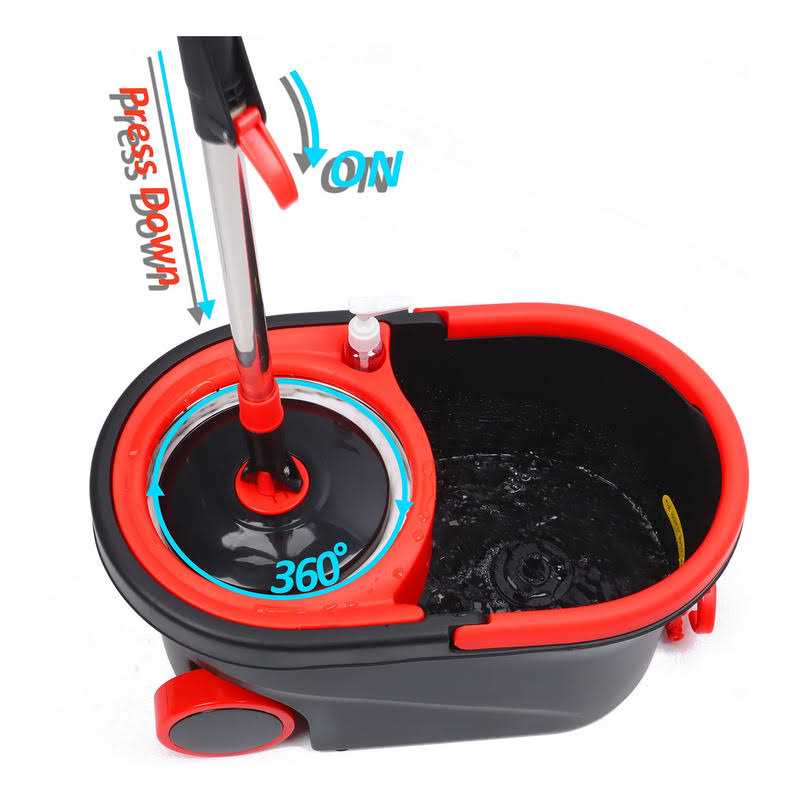 Spin Mop Bucket, Microfiber Spin Mop and Bucket Floor Cleaning System, Mop and Bucket with Wringer Set