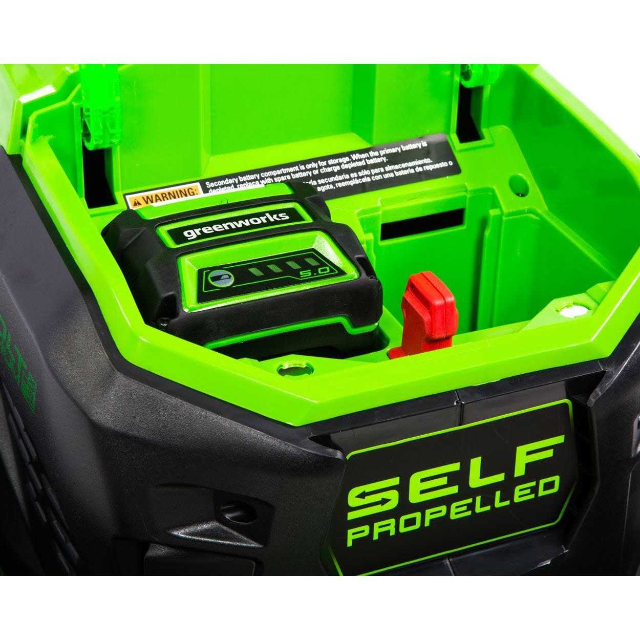 Greenworks LMF403 21-Inch 40V Cordless Brushless Self-Propelled Lawn Mower 5.0Ah Battery and Charger