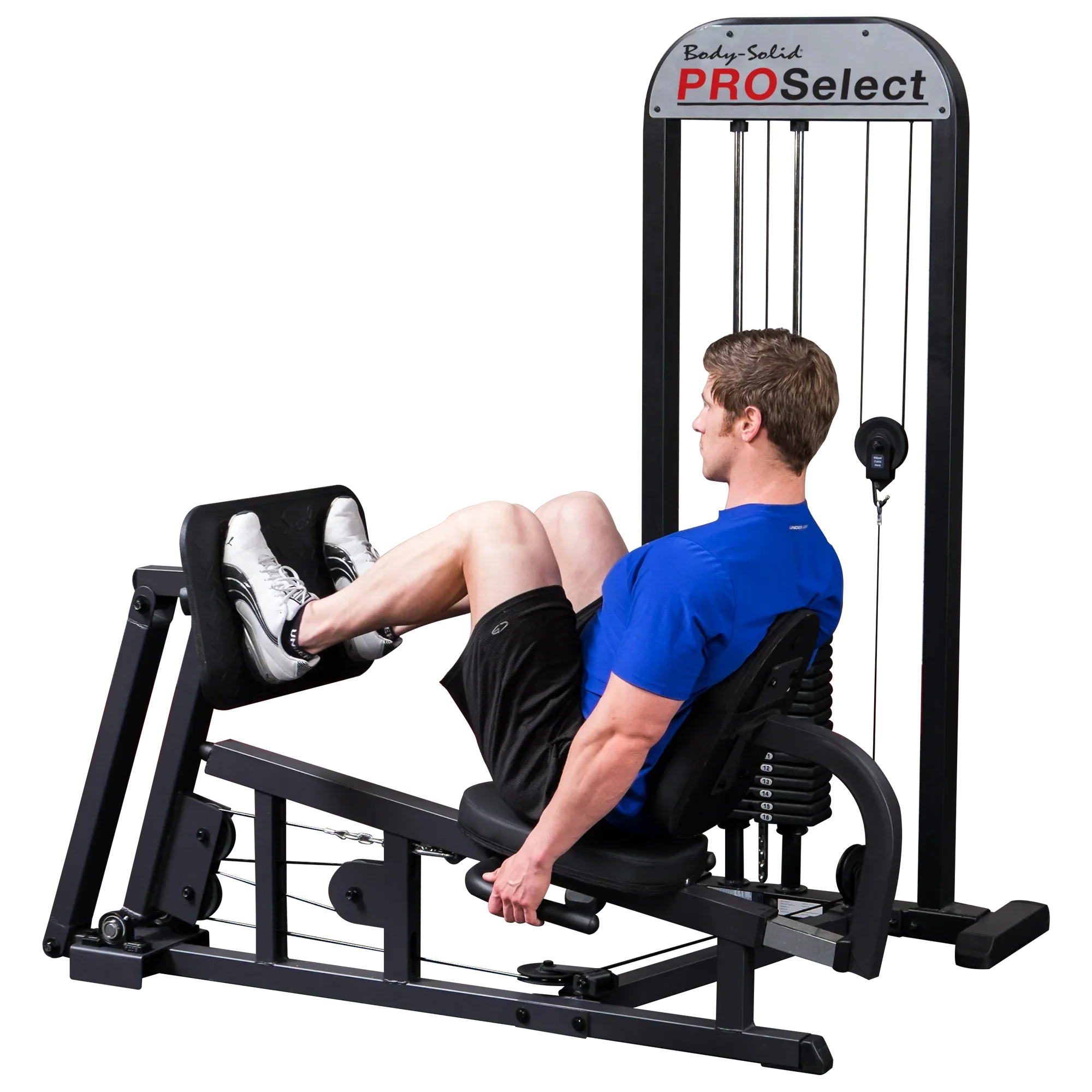 Body Solid Pro Select Leg Press GLP STK/3 with 310 lb Stack, Oversized Rubberized Footplate, Double Beam Design, Commercial Bearings