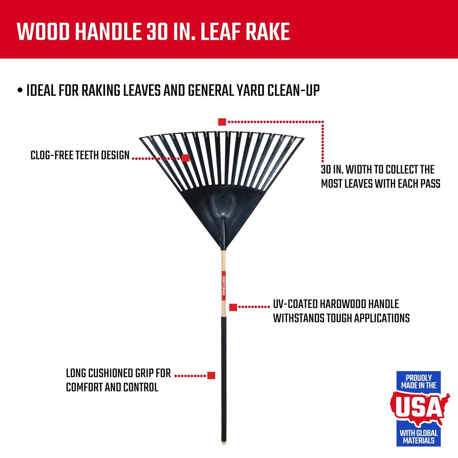 CRAFTSMAN 30-in Lawn and Leaf Rake