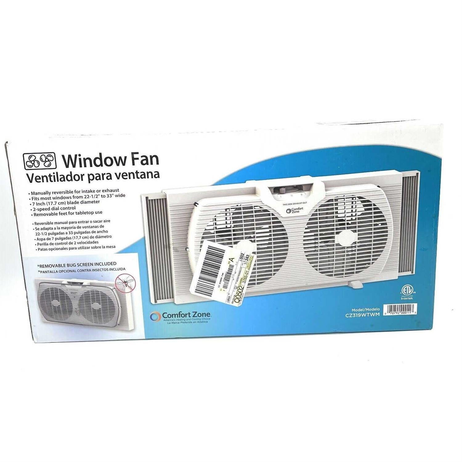Comfort Zone Twin Window Fan