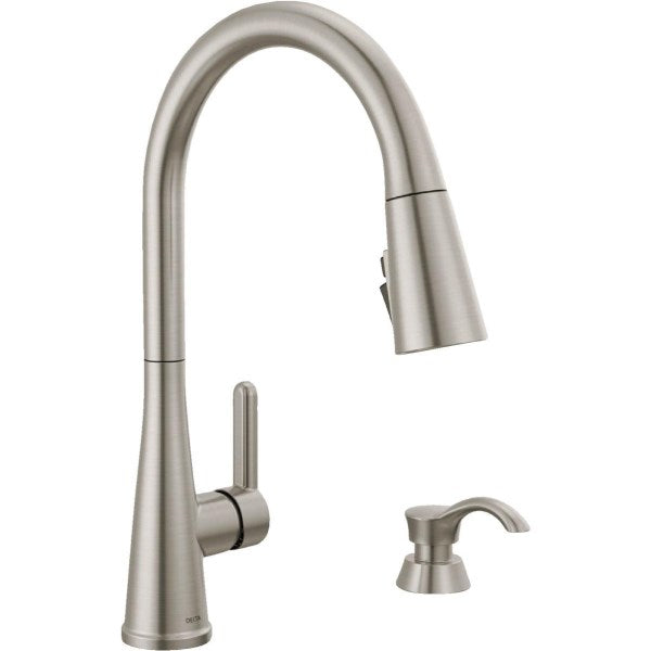 Delta Greydon Single Handle Pull-Down Kitchen Faucet with Soap Dispenser, Stainless
