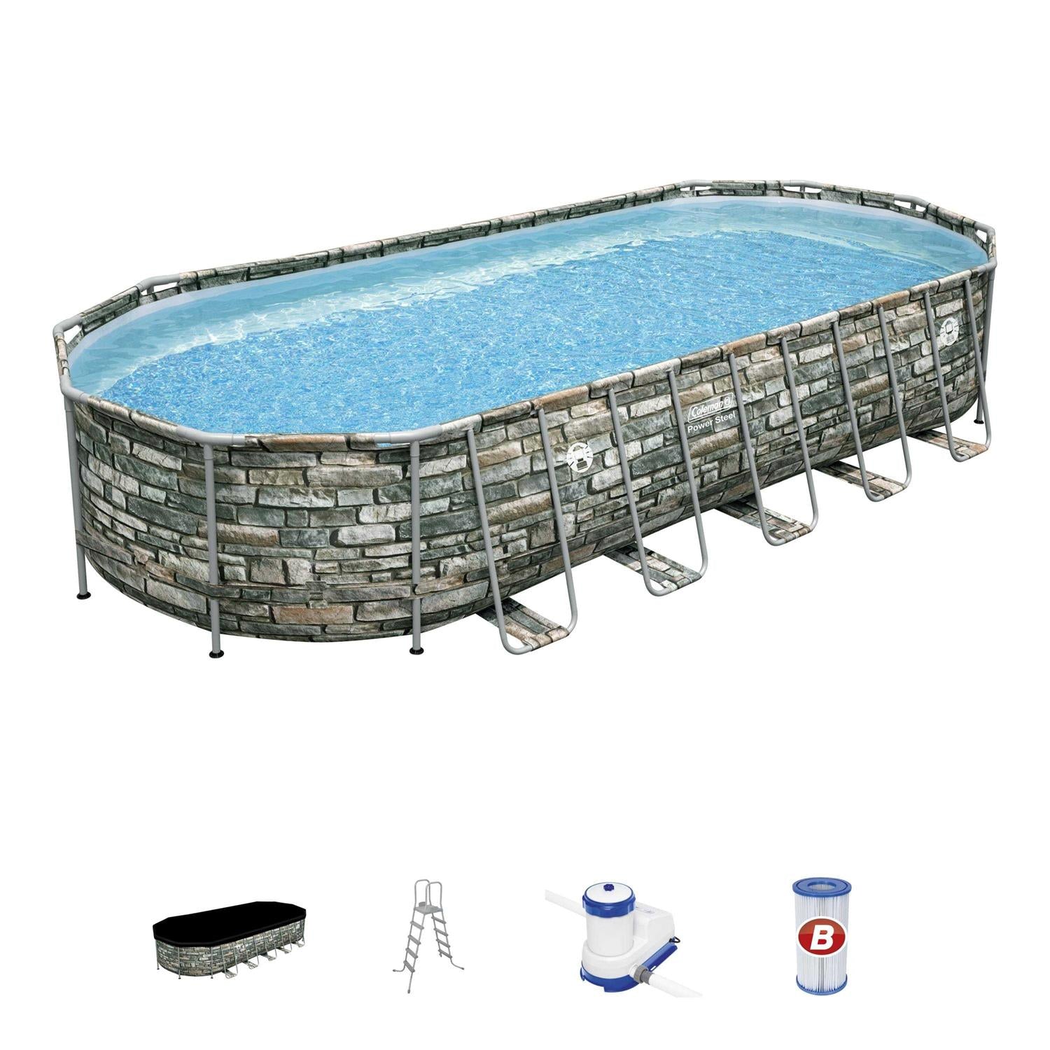 Coleman Power Steel 26 x 12 x 52 Oval Above Ground Pool Set