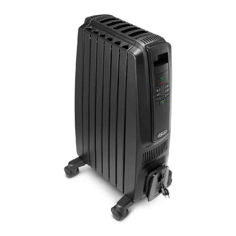 DeLonghi Oil-Filled Radiator Space Heater Quiet 1500W Adjustable Thermostat 3 Heat Settings Timer Energy Saving Safety Fe