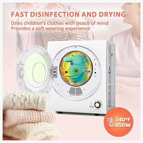Euhomy 110V Portable Clothes Dryer 850W Compact Laundry Dryers 1.5 cu.ft Front Load Stainless Steel Electric Dryers Machine with Stainless Steel Tub