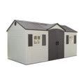 2025 Side entrance, 4.57 m W x 2.44 m D, plastic tool shed