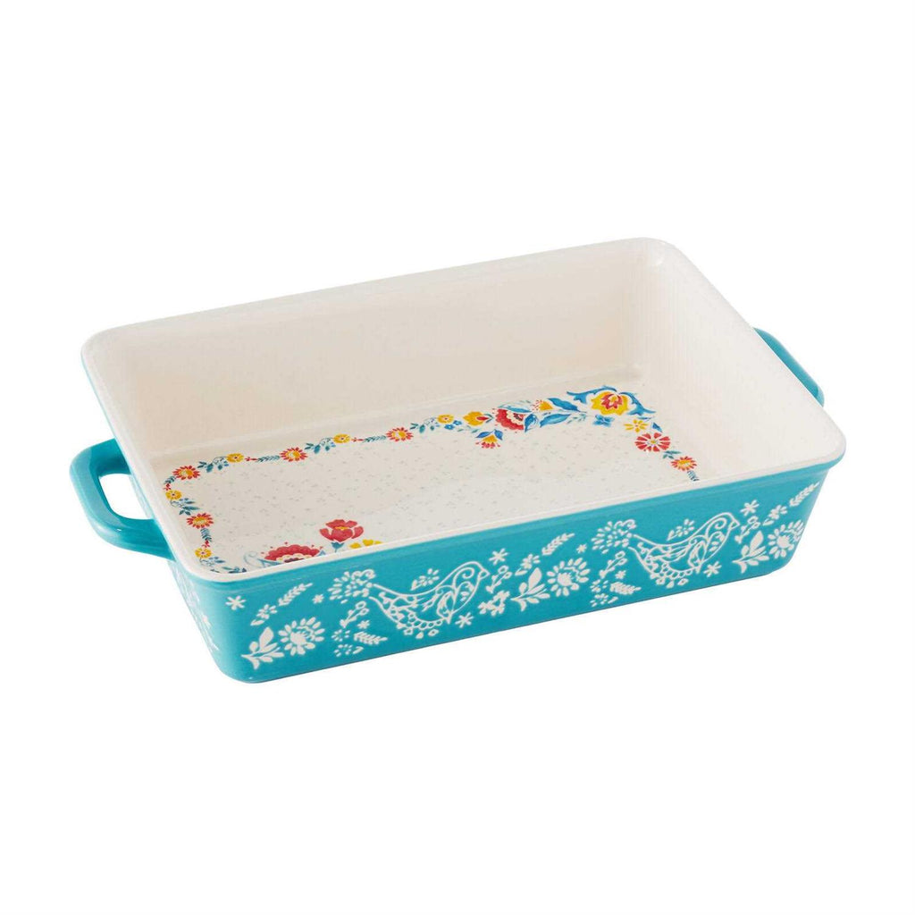 The Pioneer Woman Sweet Romance Blossoms Red Teal 2-Piece Rectangular Ceramic Baking Dish
