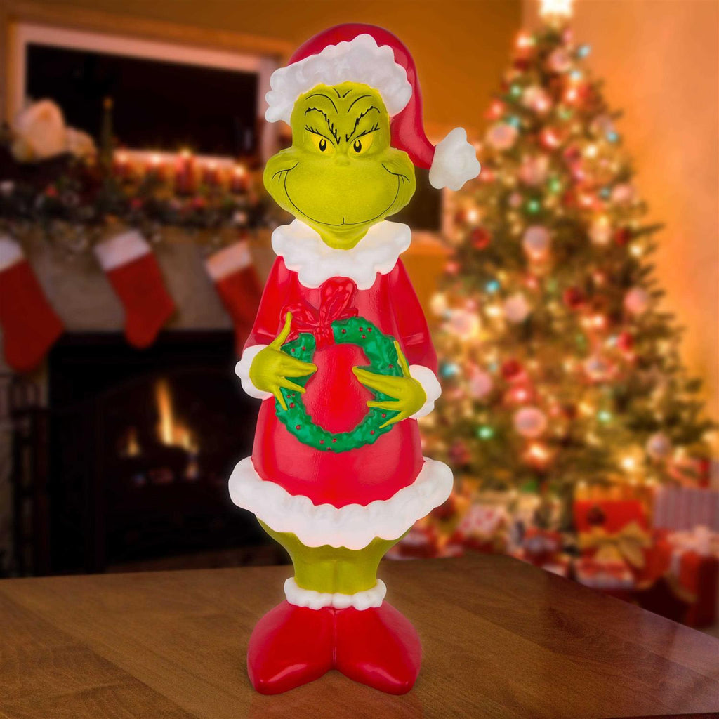 Dr. Seuss’ The Grinch Lighted Blow Mold Outdoor Dcor Grinch holding a Wreath