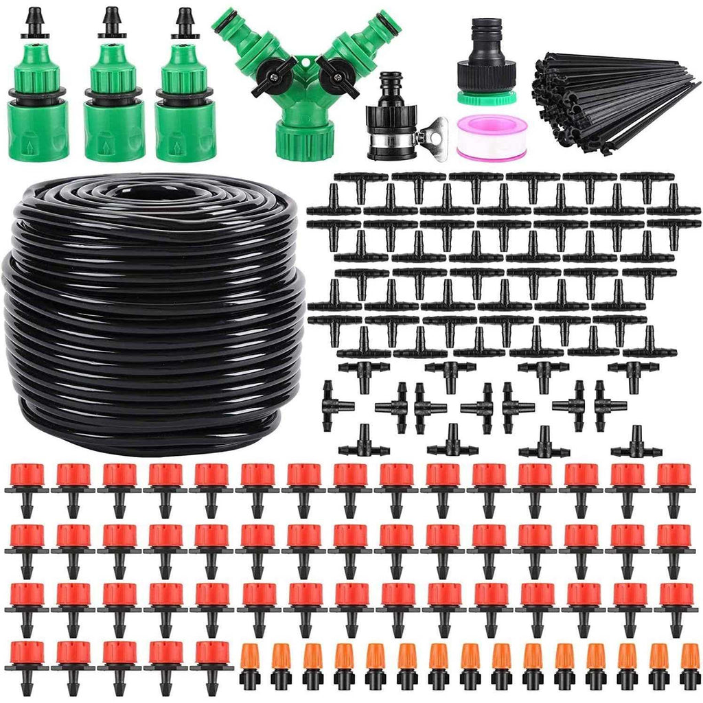 Garden Automatic Irrigation System 164FT 200 Pack Drip Irrigation Kit 1/4 Blank Distribution Tubing Watering Drip Kit Automatic Irrigation