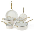 Martha Stewart Lockton Premium Nonstick PFA Free Ceramic Interior 10 Piece Enamel Heavy Gauge Aluminum Pots and Pans Cookware Set