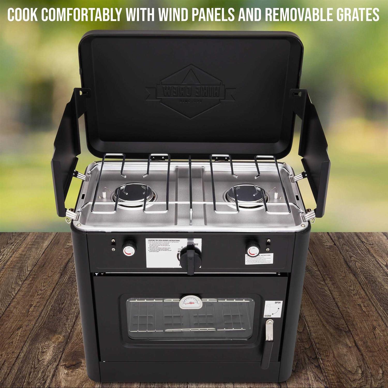 Hike Crew Portable Camping Oven with Dual Burner Propane Stove
