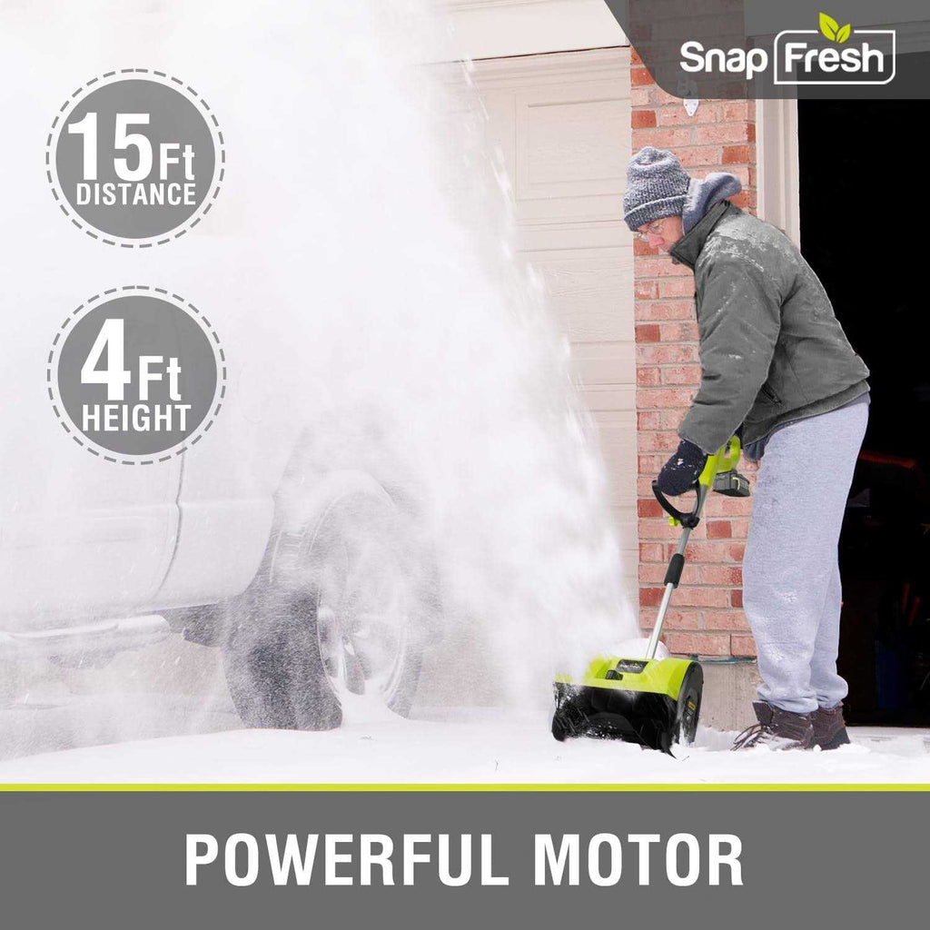 SnapFresh Cordless Snow Shovel 12 Inch 20V Cordless Snow Shovel with 4000mAh Battery & Fast Charger