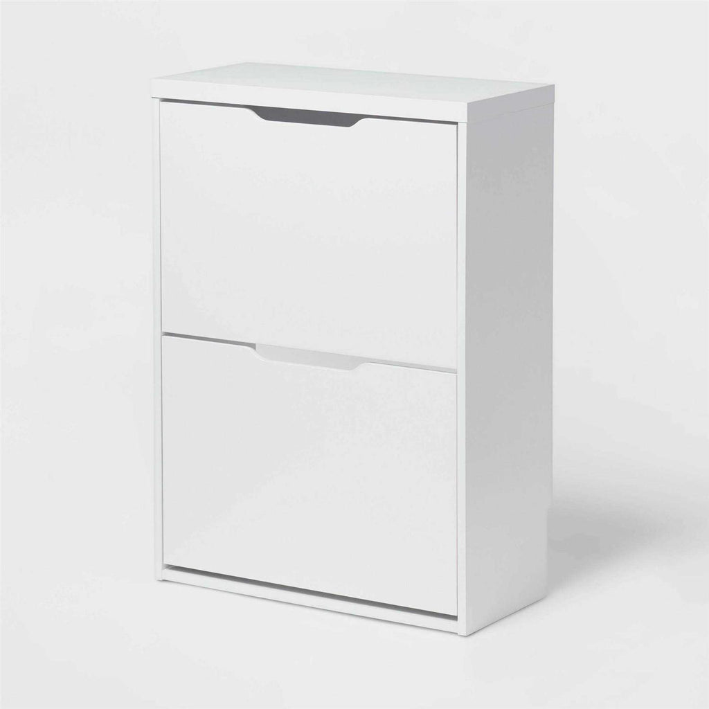 Brightroom Laminate Pivot Open Shoe Cabinet White