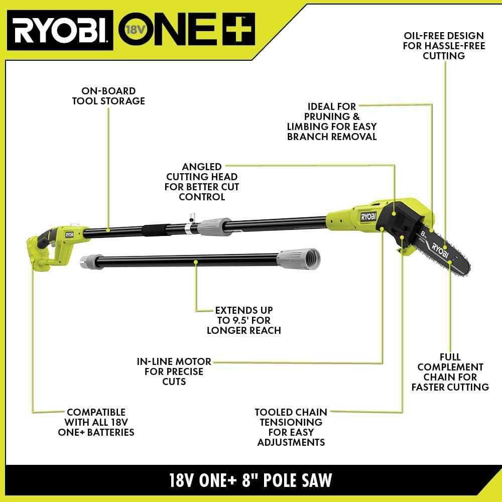 RYOBI ONE+ 18V 8 in. Cordless Oil-Free Pole Saw