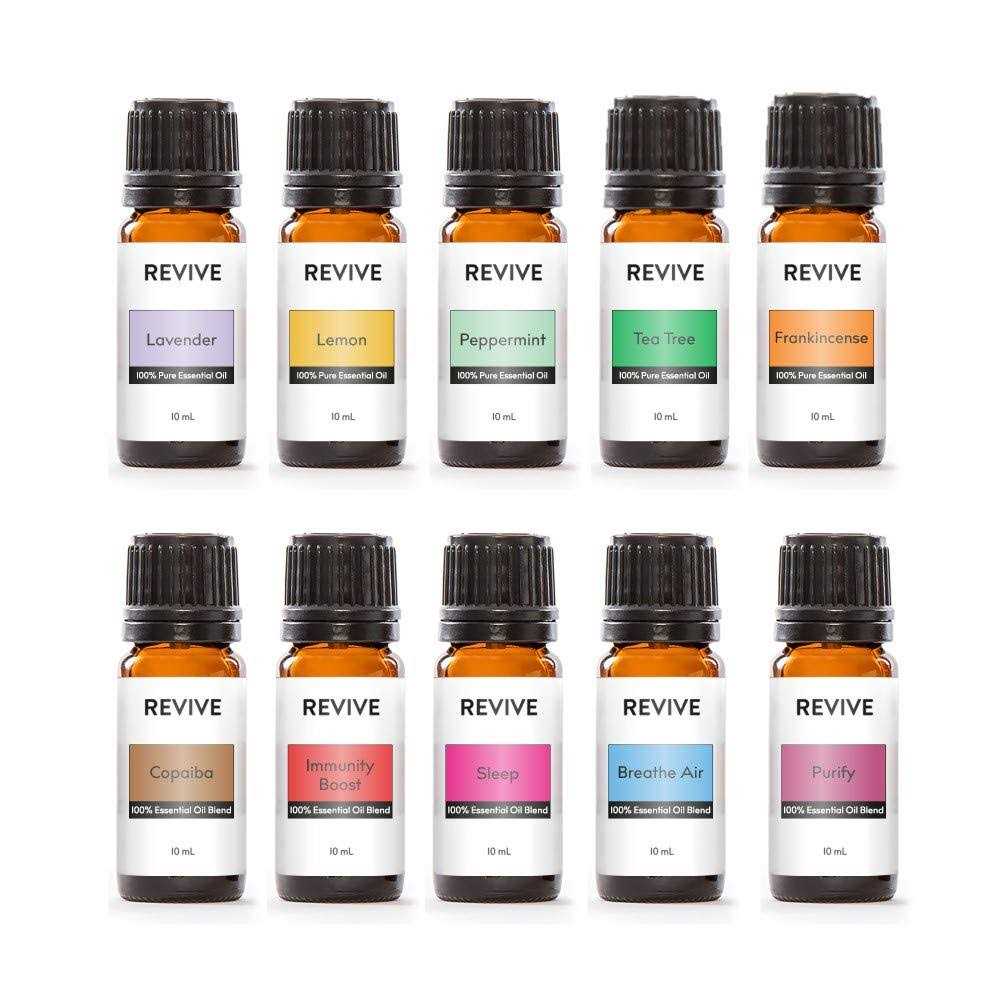 Starter Kit by Revive Essential Oils – 100% Pure Therapeutic Grade, for Diffuser, Humidifier, Massage, Aromatherapy, Skin & Hair Care