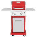 2-Burner Propane Gas Grill, Red  Stainless Steel, 28,000 BTUs, Compact Design