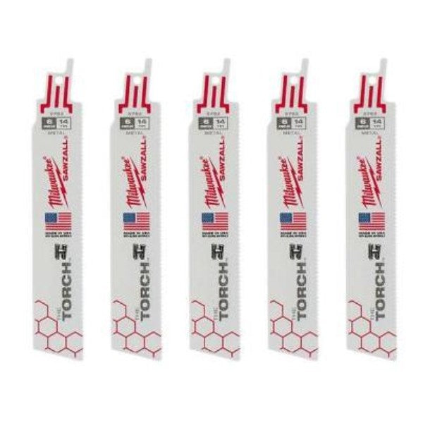 Milwaukee SAWZALL The TORCH 6 In. 14 TPI Metal Demolition Reciprocating Saw Blade (5-Pack)
