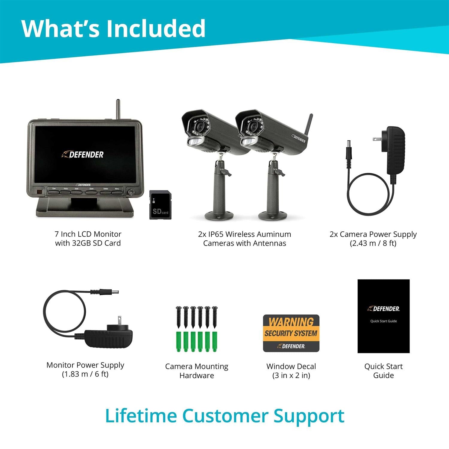 Defender PhoenixM2 Non Wi-Fi. Plug-in Power. Security Camera System with 7 Display Monitor