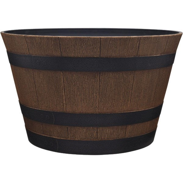 Southern Patio 15-1/2 In. Natural Oak Resin Southern Texture Whiskey Barrel Planter