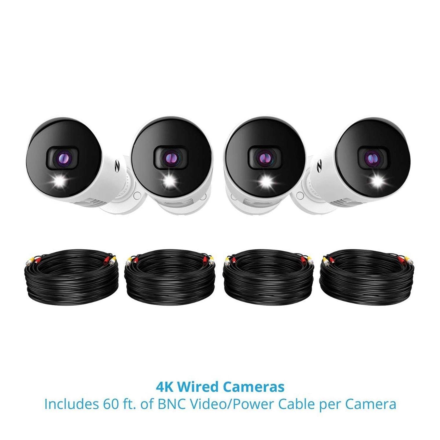 Night Owl 4 Channel 4K Bluetooth DVR with 1TB Hard Drive and 4 Wired 4K Spotlight Cameras
