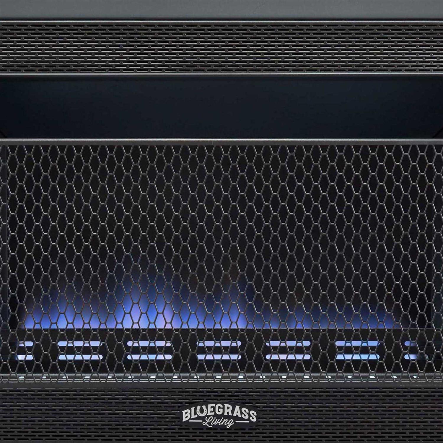 Bluegrass Living Propane Gas Vent Free Blue Flame Gas Space Heater with Blower and Base Feet B30TPB-BB