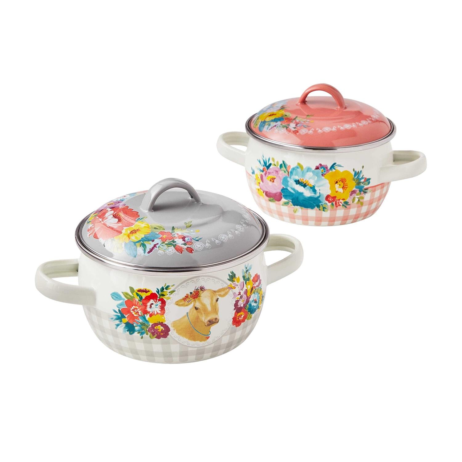 The Pioneer Woman Sweet Romance Enamel on Steel Mini Dutch Oven with Lid