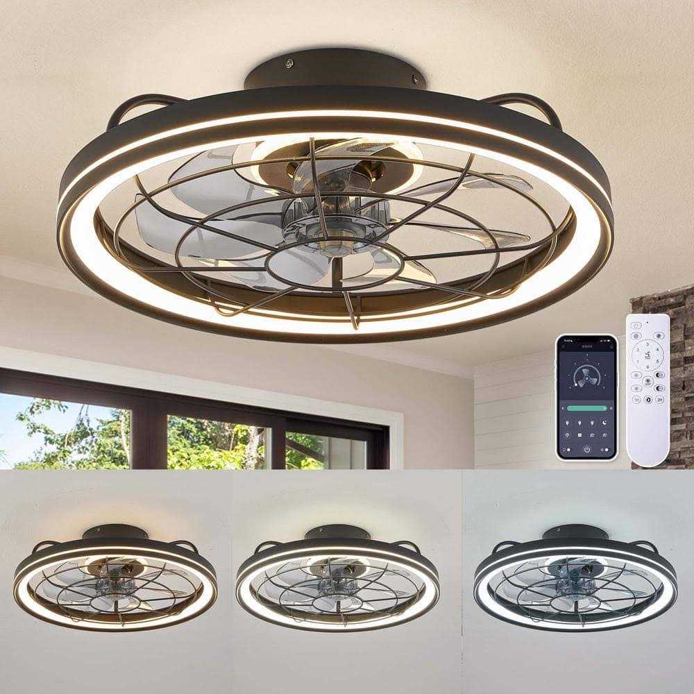 FANNEHONNE 19 in. Indoor Integrated LED Modern Farmhouse Ceiling Fan with Light