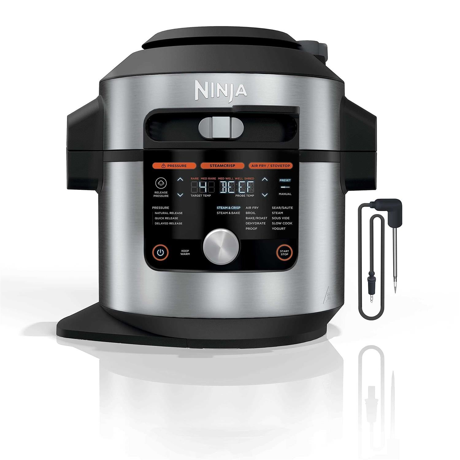 Ninja OL701 Foodi 14-in-1 SMART XL 8 Qt. Pressure Cooker Steam Fryer with SmartLid Thermometer Auto-Steam Release