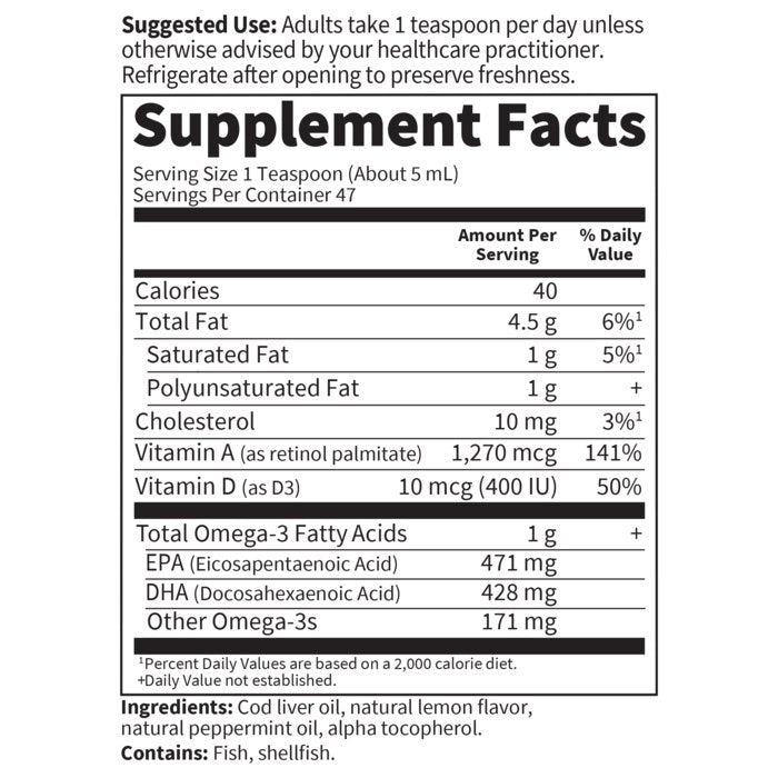 Garden of Life Olde World Icelandic Cod Liver Oil Lemon Mint - 8 fl oz (236 ml) Liquid