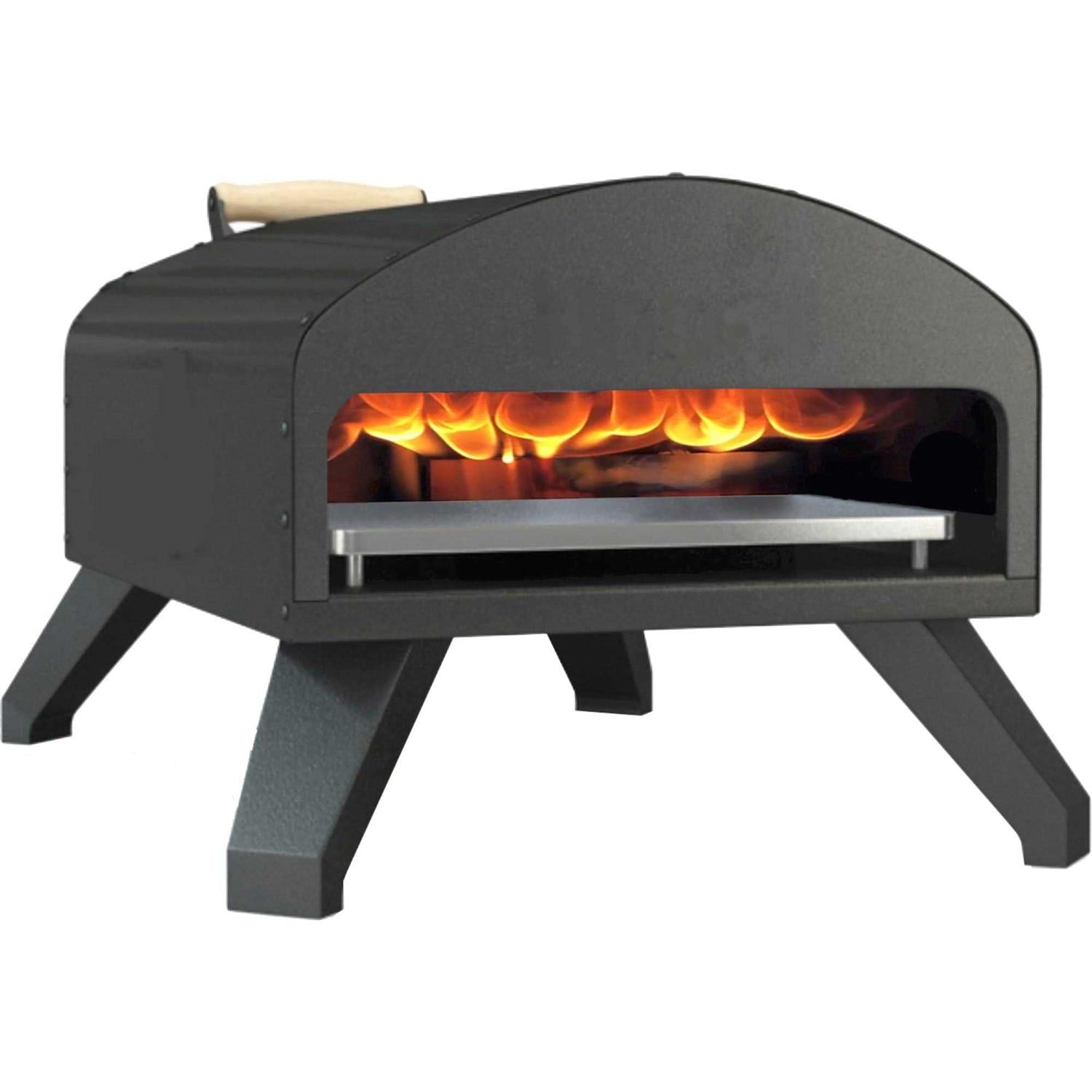 Bertello Outdoor Pizza Oven Black + Pizza Peel Combo. Wood Fire Portable Brick Oven