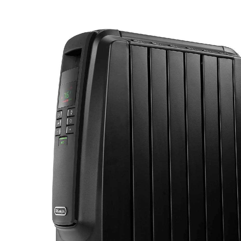 DeLonghi Oil-Filled Radiator Space Heater Quiet 1500W Adjustable Thermostat 3 Heat Settings Timer Energy Saving Safety Fe