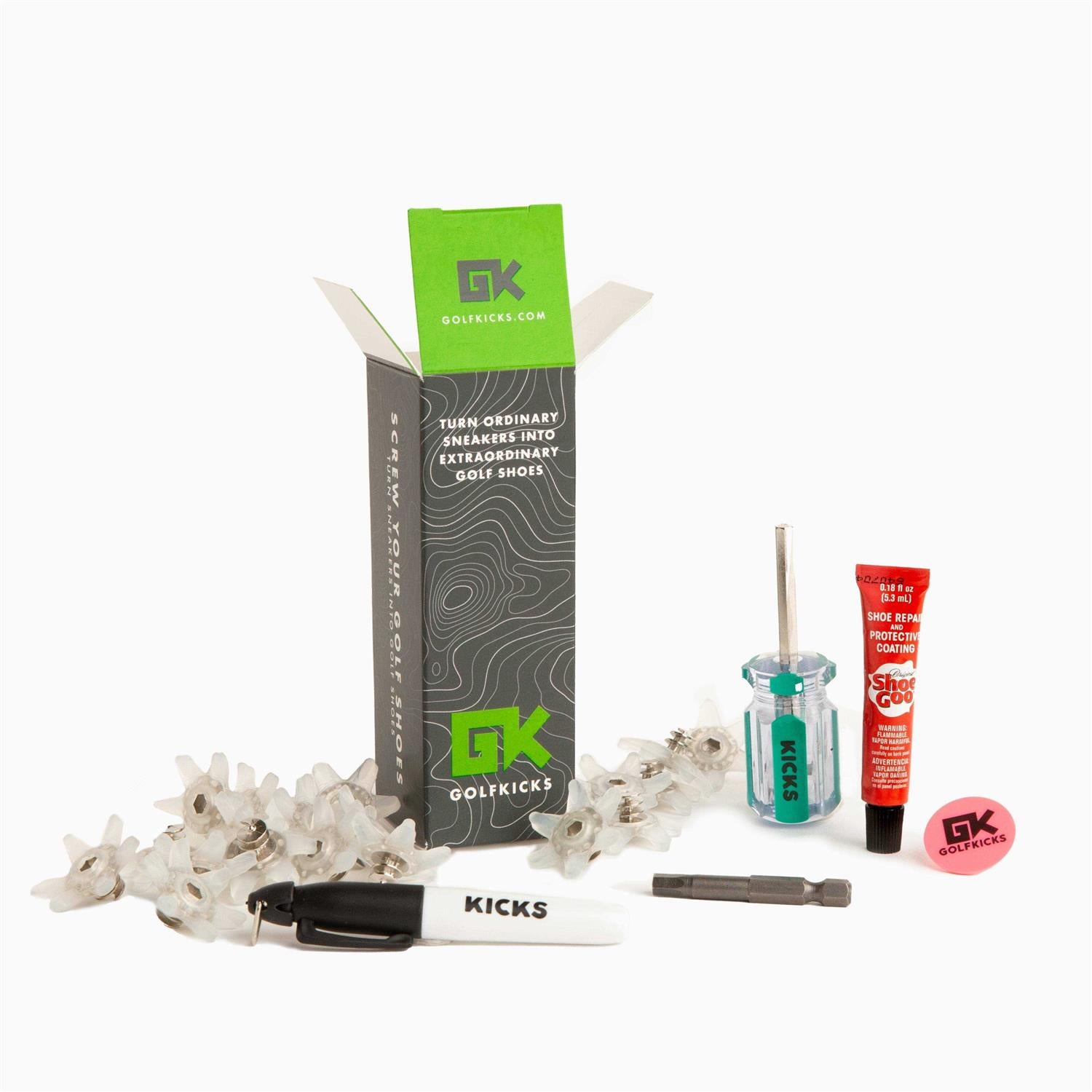 Golfkicks Golf Traction Kit for Sneakers with DIY Golf Spikes
