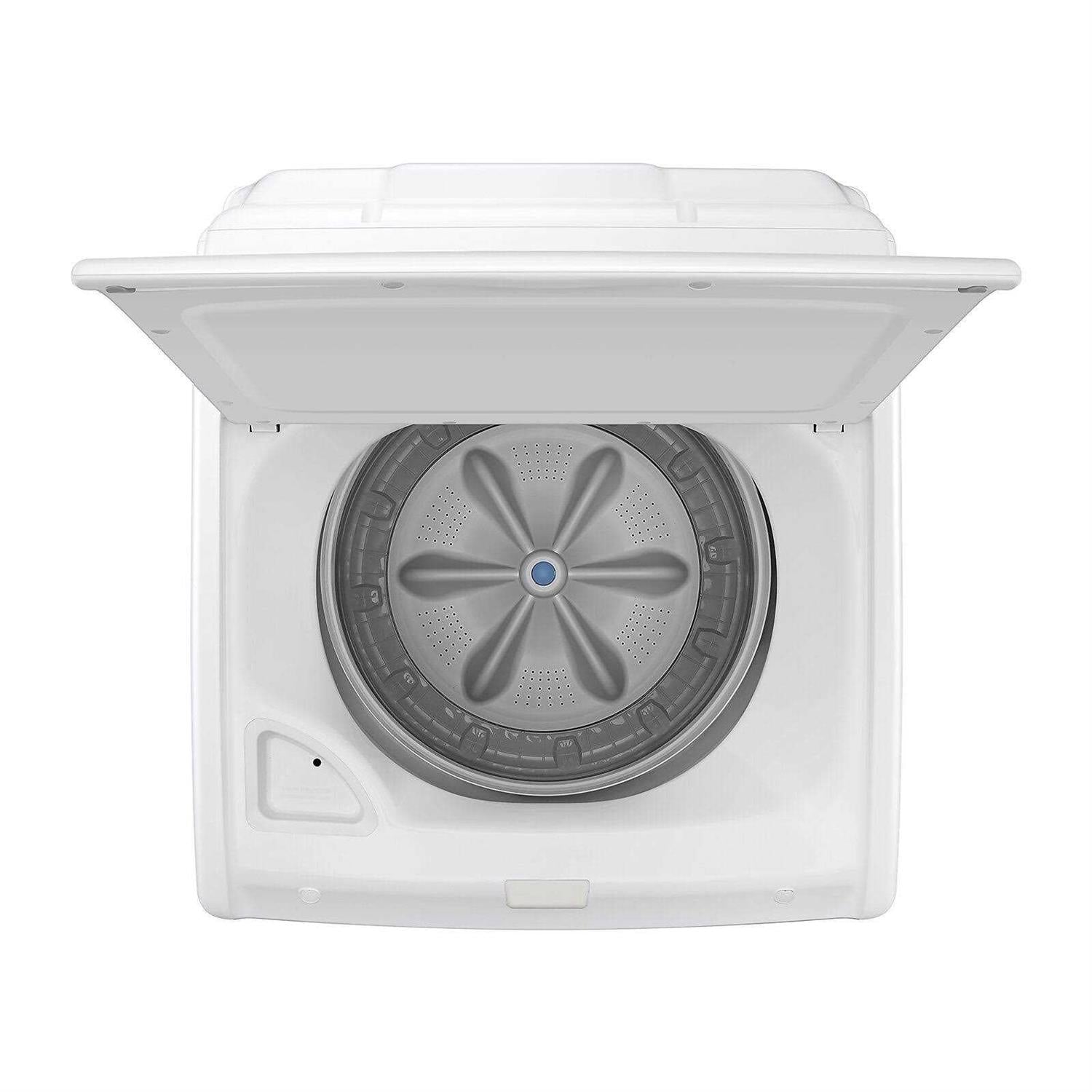 Samsung White Top Load Laundry Pair with WA41A3000AW 27 Washer and DVE41A3000W 27 Electric Dryer