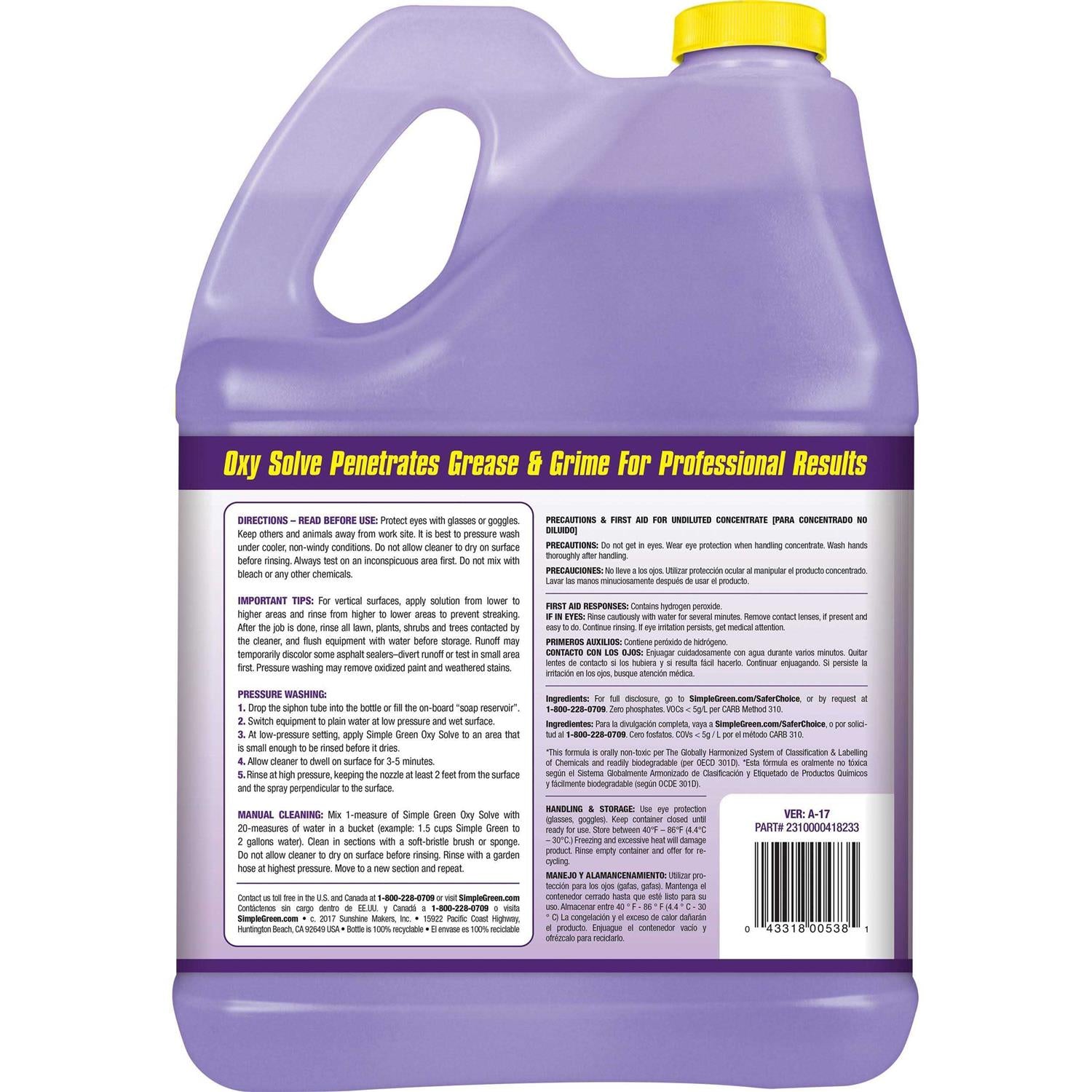 Simple Green Oxy Solve Concrete and Driveway Pressure Washer Concentrate