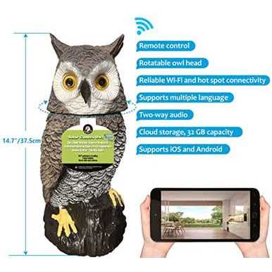 Ugold Camera Owl Home Security Camera Owl with Rotatable Head