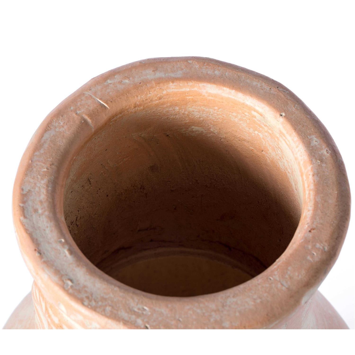 Vintiquewise Beige Outdoor Clay Chimney Outdoor Fireplace Sun Design Charcoal Burning Fire Pit with Sturdy Metal Stand