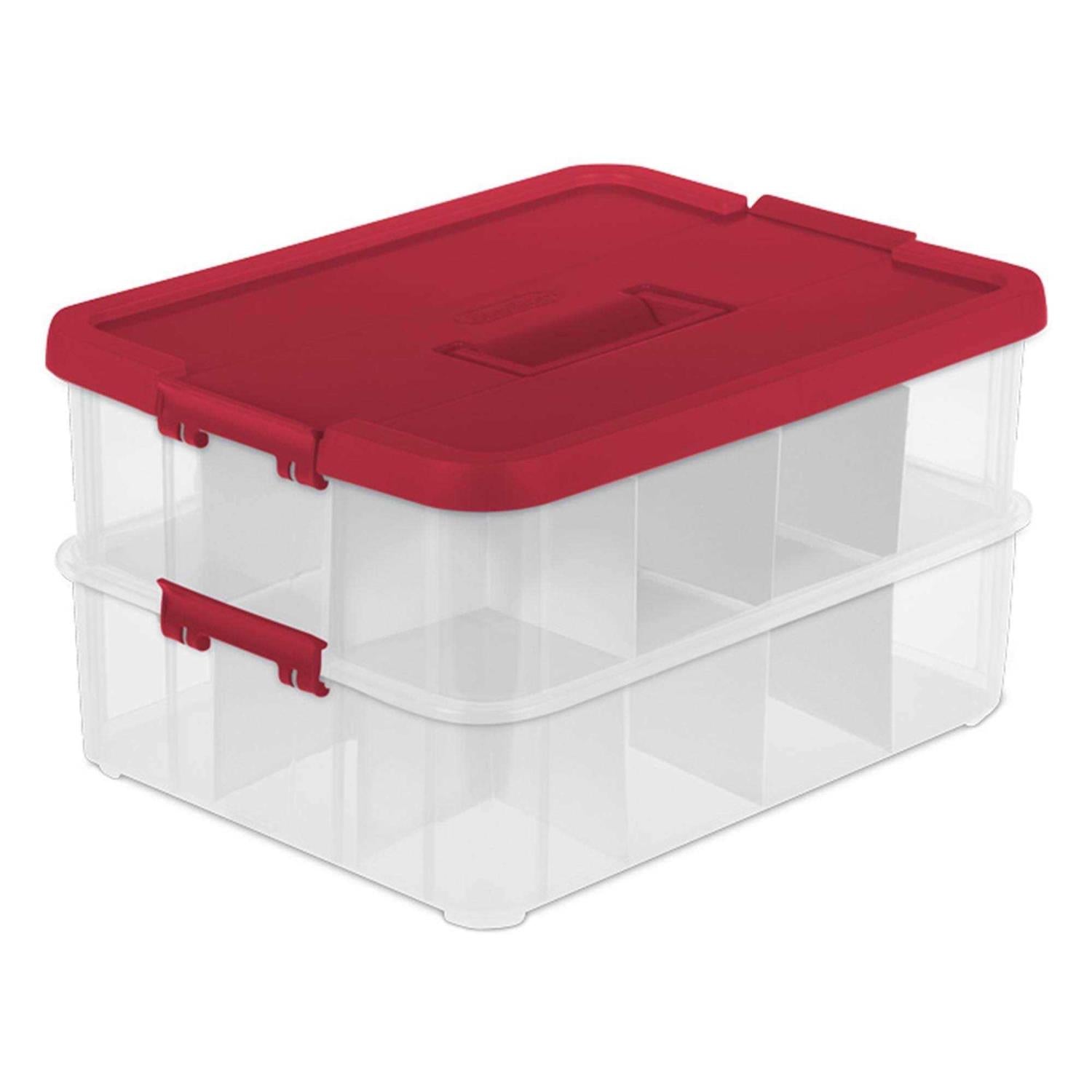 Sterilite 2-Layer Red Ornament Storage Box