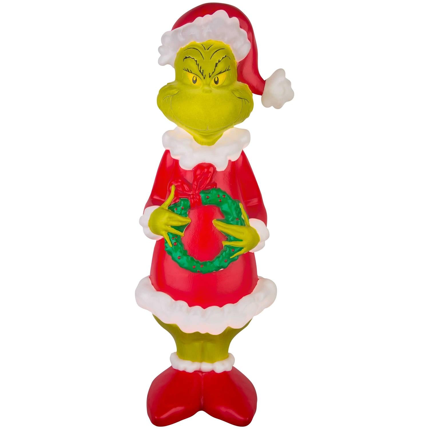 Dr. Seuss’ The Grinch Lighted Blow Mold Outdoor Dcor Grinch holding a Wreath